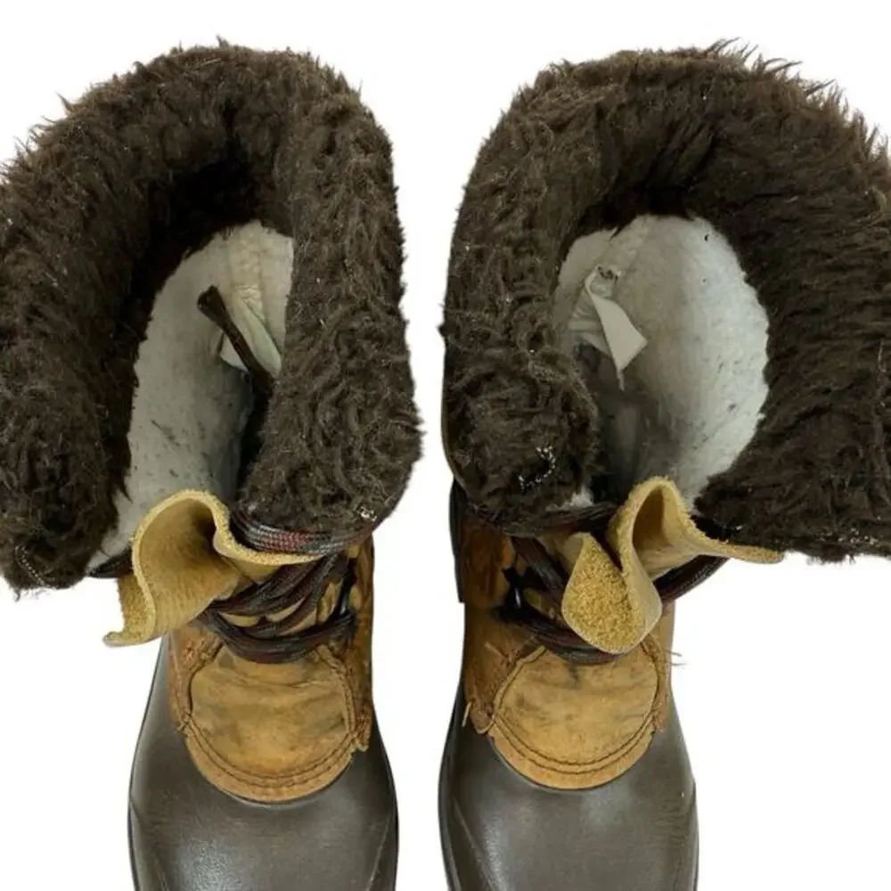 SOREL VTG BADGER Boots Womens Size 6 Brown Leather Lined Winter Snow CANADA Made